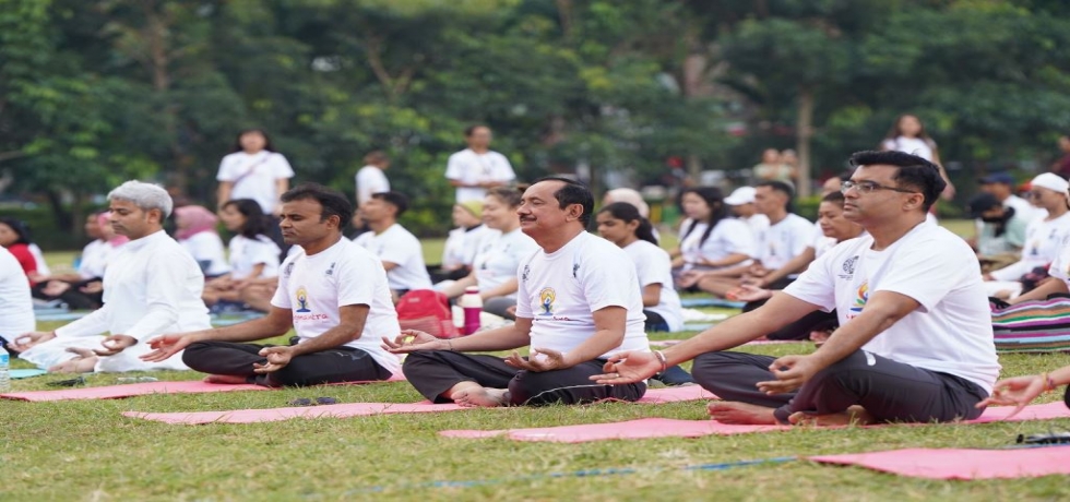 Celebration of the 10th International Day of Yoga at Lapangan Puputan Badung, Denpasar